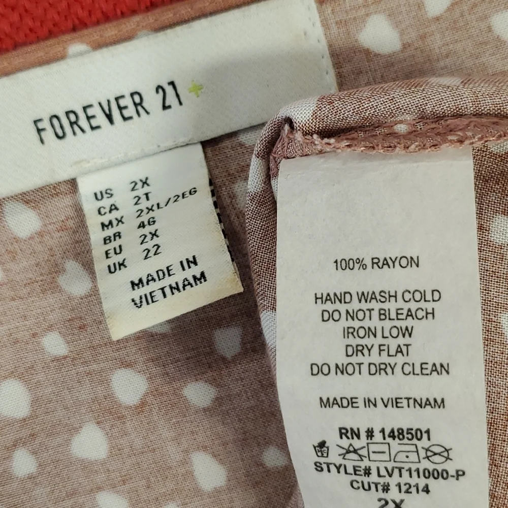 Forever 21 light brown white spots long sleeve top blouse size 2X - Picture 4 of 5